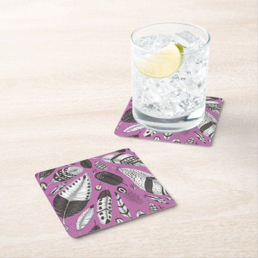 Feathers-Muster Rechteckiger Pappuntersetzer (Vor Ort)