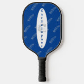 Feathers Muster White Blue Modern Monogram Pickleball Schläger (Vorderseite)