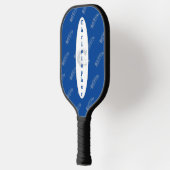 Feathers Muster White Blue Modern Monogram Pickleball Schläger (Links)