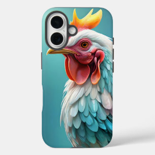 "Feathers of Color: The Rainbow Chicken" iPhone 16 Hülle