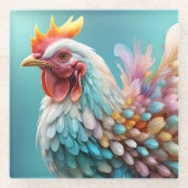 "Feathers of Color: The Rainbow Chicken" Glasuntersetzer (Vorderseite)