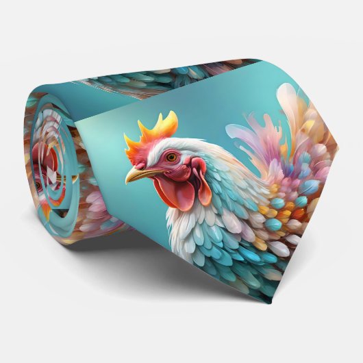 "Feathers of Color: The Rainbow Chicken" Krawatte (Gerollt)
