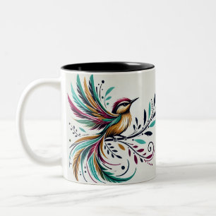Feathers of Joy/Colorful Bird Design Coffee Tasse