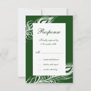 Feathers on Emerald Green UAWG RSVP Karte