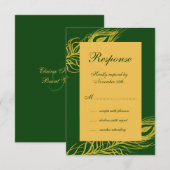 Feathers on Emerald Green UAWG RSVP Karte (Vorne/Hinten)