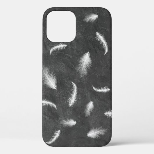 Feathers on Grey Leather Case-Mate iPhone Case (Rückseite)