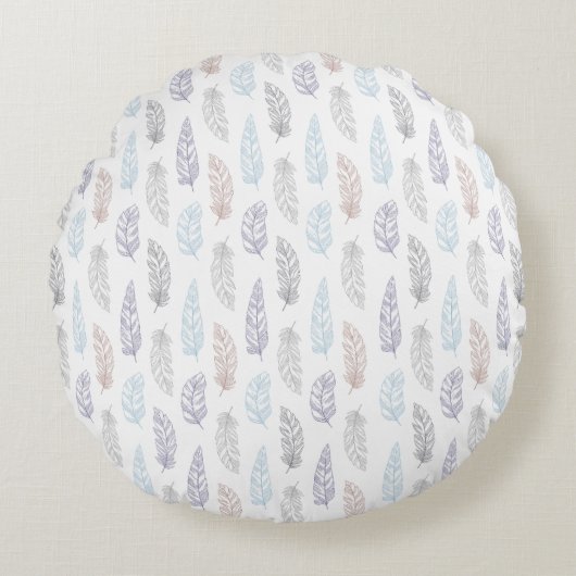 FEATHERS PASTEL PATTERN CUSHION RUNDES KISSEN (Vorderseite)