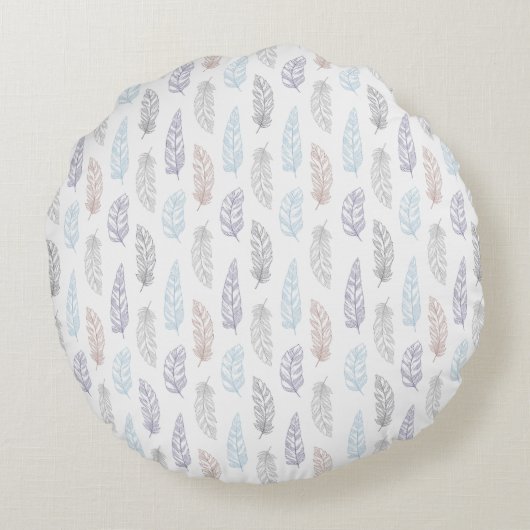 FEATHERS PASTEL PATTERN CUSHION RUNDES KISSEN (Rückseite)