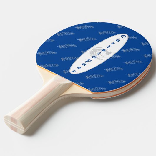 Feathers Pattern Blue Simple Modern Name Monogram Tischtennis Schläger (Vorderseite)