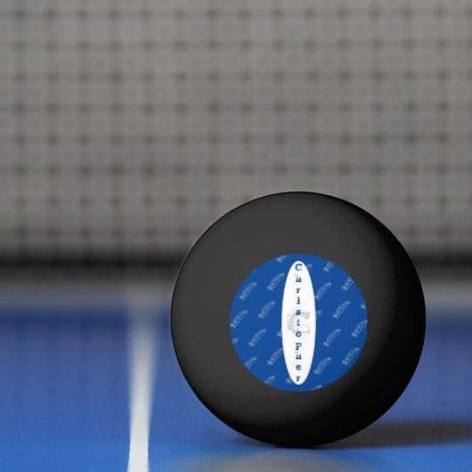 Feathers Pattern Blue Simple Modern Name Monogram Tischtennisball (Netto)