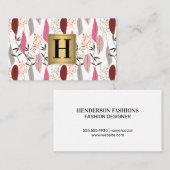 Feathers Pattern Boho Style | Monogramm Visitenkarte (Vorne/Hinten)