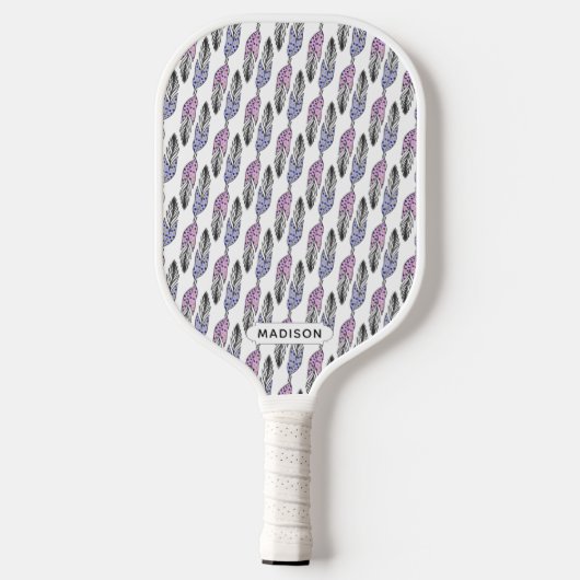 Feathers Pattern individuelle Name Pickleball Schläger (Rückseite)