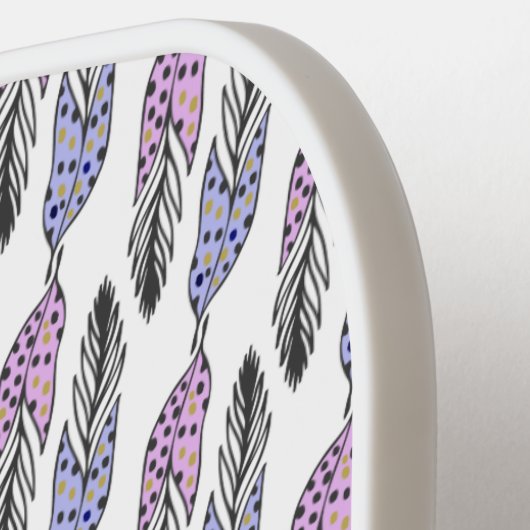 Feathers Pattern individuelle Name Pickleball Schläger (Linke Seite)