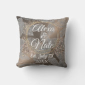 Feathers Rose Blush Bloral Wreath Wedding Kissen (Vorderseite)