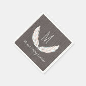 Feathers + Stallholz Monogram Wedding Serviette (Ecke)