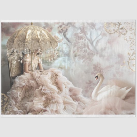 Feathers & Tulle, Romantischer Schwan & Elegante L Seidenpapier (Vorderseite)