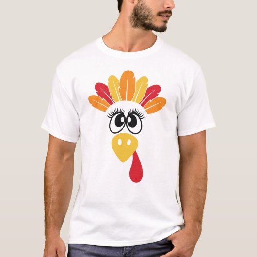 Feathers Turkey Face Erntedank Family Group T-Shirt (Vorderseite)