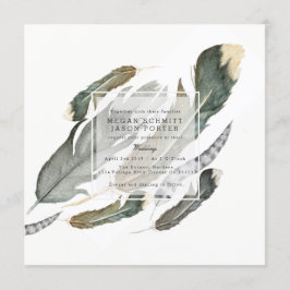Feathers Wasserfarbe | Hochzeit Einladung