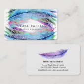 Feathers Watercolor Boho Bird Girly Chic Visitenkarte (Vorne/Hinten)