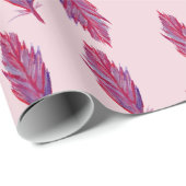 Feathers Watercolor Red Pink Wrapping Paper Geschenkpapier (Rolleneckpunkt)