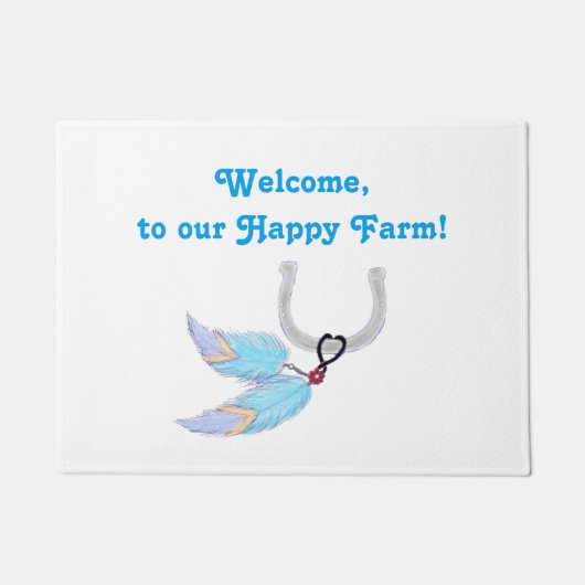 Feathers Welcome Happy Farm Doormat Fußmatte (Vorderseite)