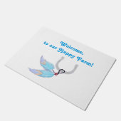 Feathers Welcome Happy Farm Doormat Fußmatte (Schrägansicht)