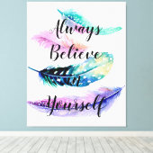 Feathers with Quote Leinwanddruck (Insitu (Holzboden))