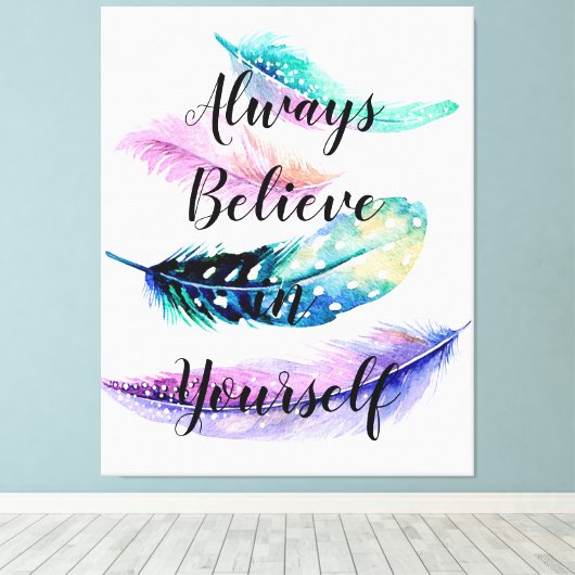 Feathers with Quote Leinwanddruck (Insitu (Holzboden))