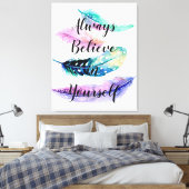 Feathers with Quote Leinwanddruck (Insitu (Schlafzimmer))