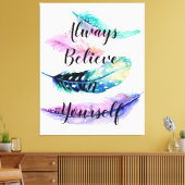 Feathers with Quote Leinwanddruck (Insitu (Wohnzimmer))