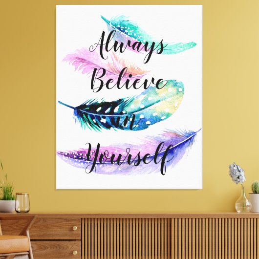 Feathers with Quote Leinwanddruck (Insitu (Wohnzimmer))