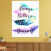 Feathers with Quote Leinwanddruck (Insitu (Wohnzimmer))