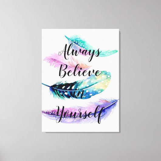 Feathers with Quote Leinwanddruck (Vorderseite)