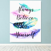 Feathers with Quote Leinwanddruck (Insitu (Holzboden))
