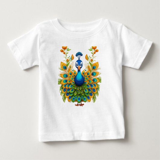 Featherspektrum: Pfauensemble Extravaganza Baby T-shirt (Vorderseite)