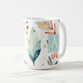 Feathery Blumenmuster Custom Tasse (VorderseiteRechts)