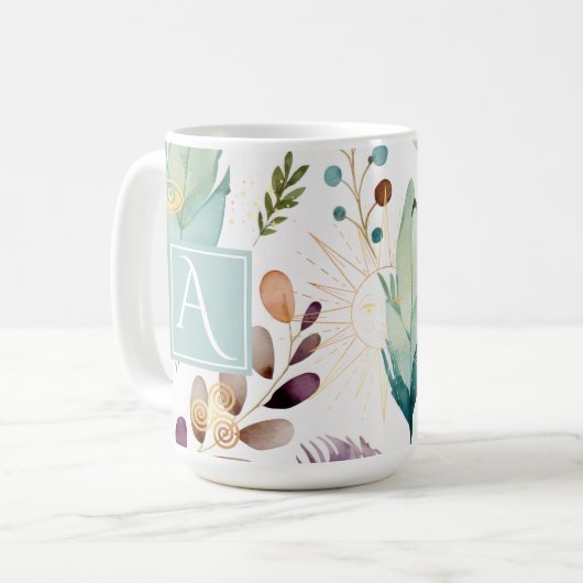 Feathery Blumenmuster Custom Tasse (Vorderseite Links)