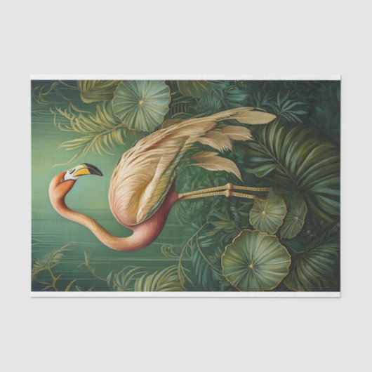 Feathery Flamingo Blush, gemuteter botanischer Seidenpapier (Vorderseite)