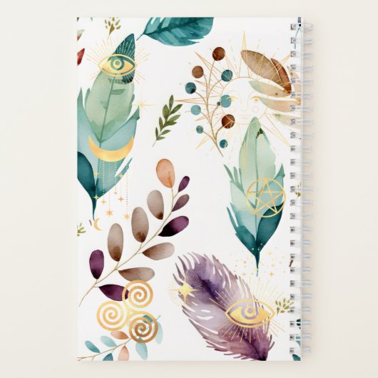 Feathery Floral Pattern Monogramm Notizblock (Rückseite)