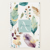 Feathery Floral Pattern Monogramm Planer (Vorderseite)