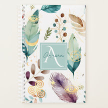 Feathery Floral Pattern Monogramm