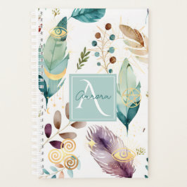 Feathery Floral Pattern Monogramm Planer