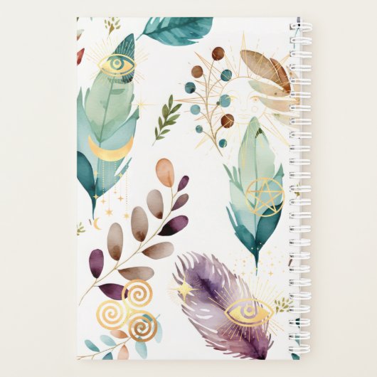 Feathery Floral Pattern Monogramm Planer (Rückseite)