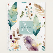 Feathery Floral Pattern Monogramm Planer (Vorderseite)