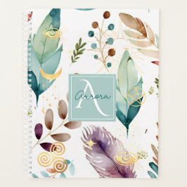 Feathery Floral Pattern Monogramm Planer