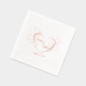 Feathery Heart Shaped Center Monogrammiert Servietten Mit Folie (Links)