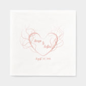 Feathery Heart Shaped Center Monogrammiert Servietten Mit Folie (Vorderseite)