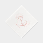 Feathery Heart Shaped Center Monogrammiert Servietten Mit Folie (Rechts)