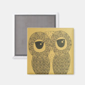 Feathery Lines Owl Magnet (Vorderseite/Rückseite)