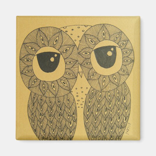 Feathery Lines Owl Magnet (Vorne)